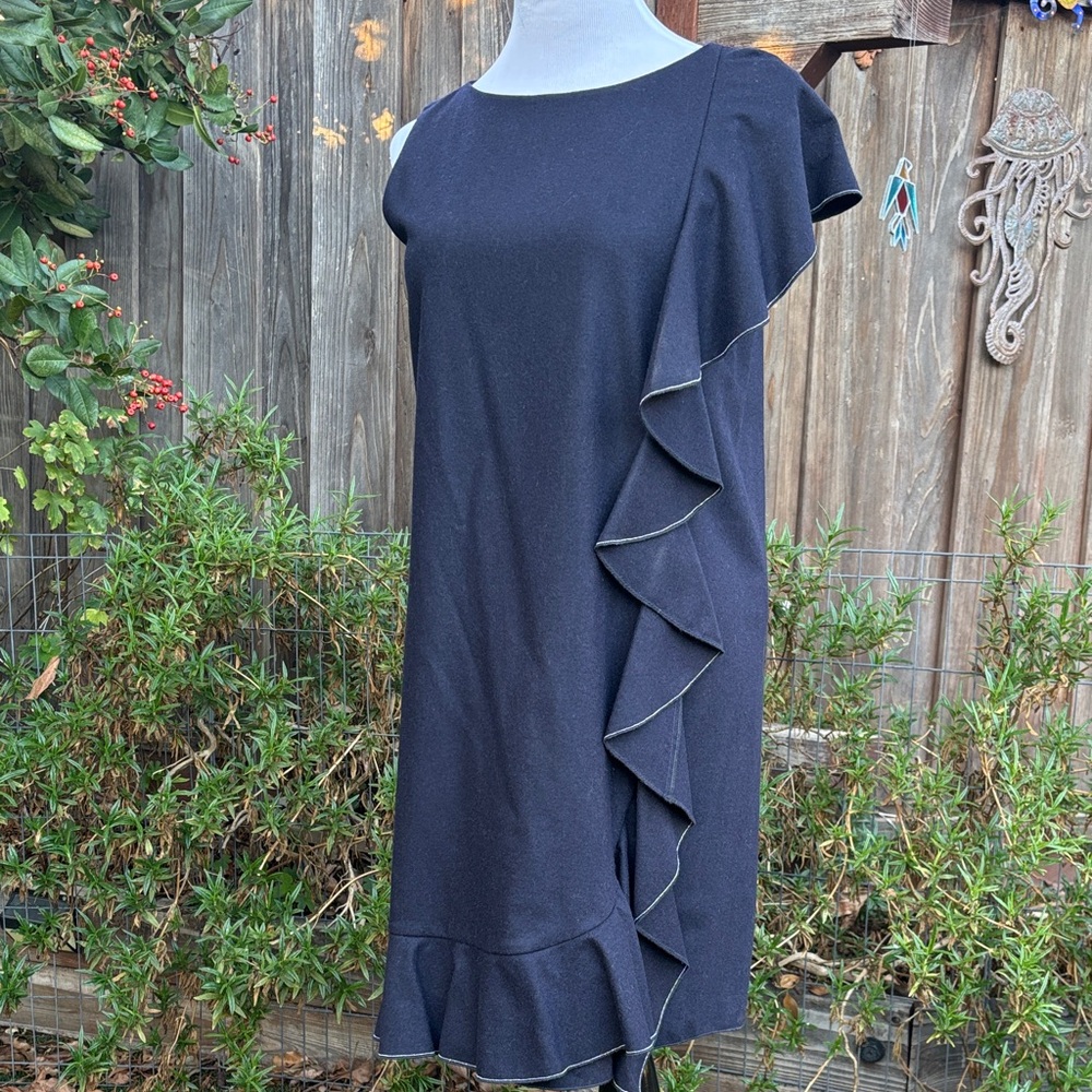 Elegant Navy Ruffle Dress